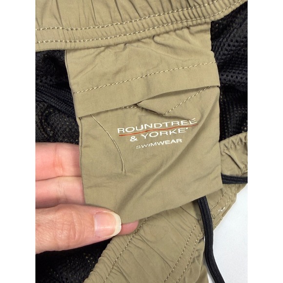 Roundtree Yorke Men's Tan Cargo Swim Trunks Shorts 2XT Lightweight Lined - Picture 4 of 8